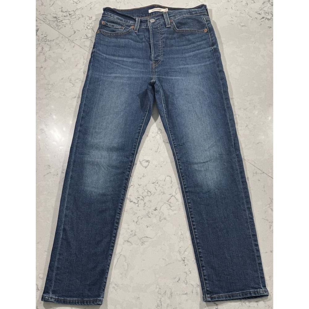 Levi's Wedgie Straight Jeans Womens 28x28 Indigo Blue High Rise Button Fly